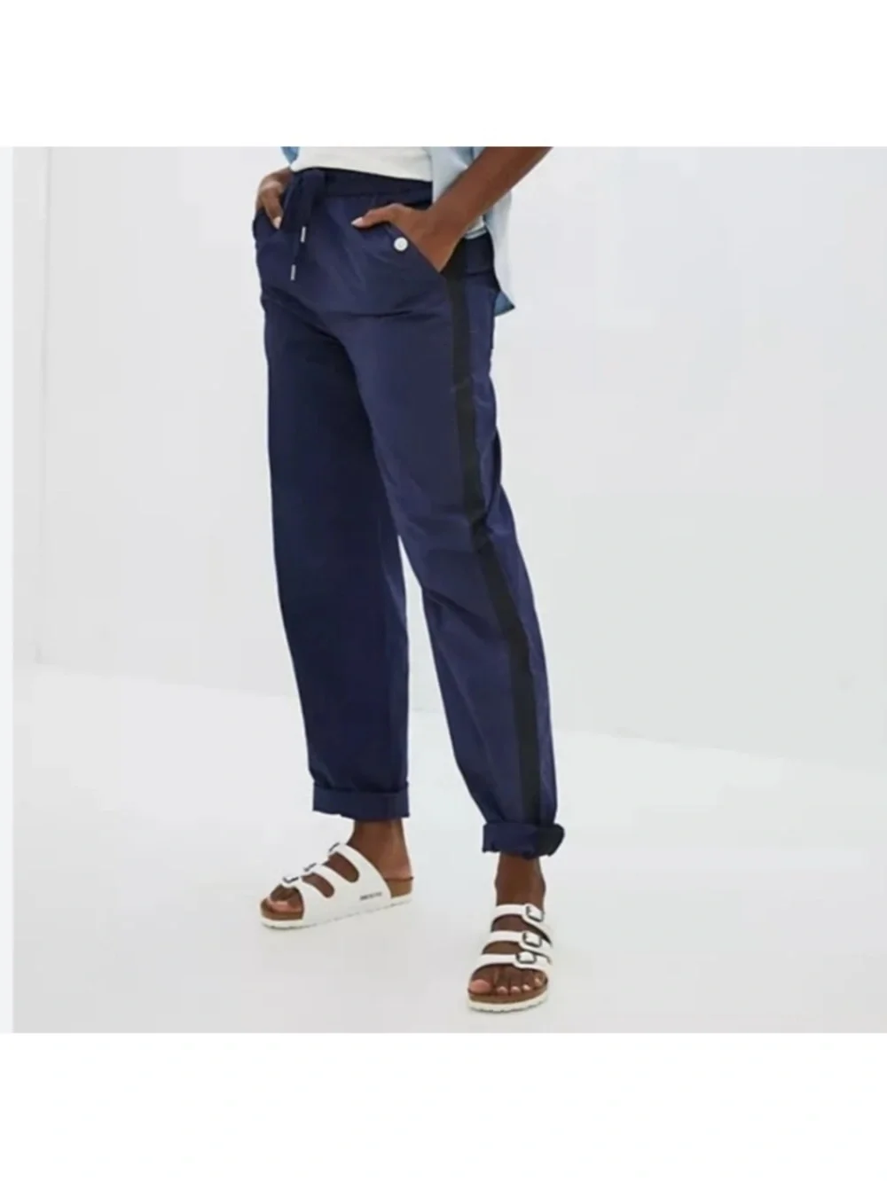 Anthropologie | Maeve Tenley Twill Stripe Jogger Pant Blue size Extra Small